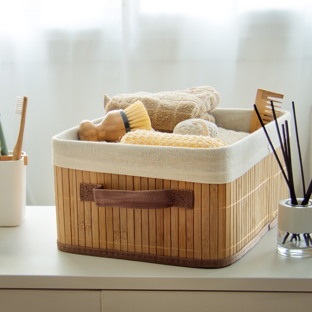 BAMBOO CESTINO RETT NATURALE 35 x 25 x H.15CM.