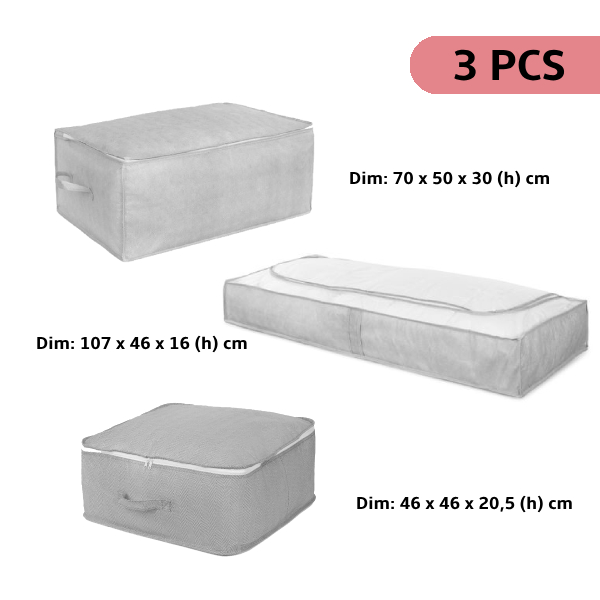 BOSTON SET 3 CUSTODIE COPERTE: 70X50X30H + 107X46X16H + 46X46X20,5H CM.