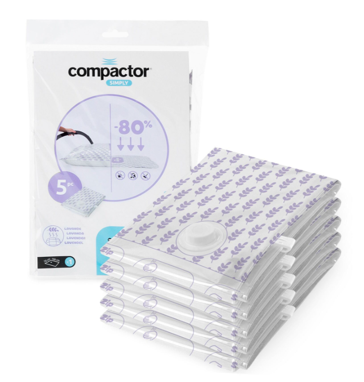 COMPACTOR SET OF 5 LAVENDER SCENTED COMPRESSION BAG - 70 X 100 CM.