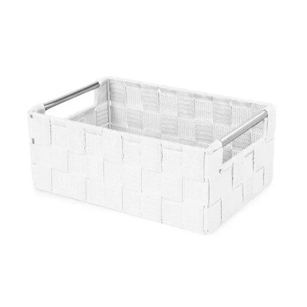 STAN WHITE BASKET S WITH METAL HANDLES  25X17X10H.CM.