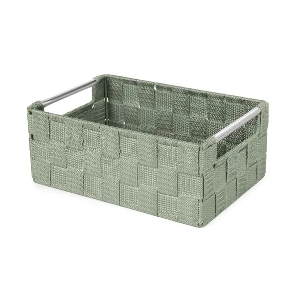 STAN SAGE GREEN BASKET S WITH METAL HANDLES 25X17X10H.CM.