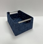 STAN MIDNIGHT BLUE BASKET  S WITH METAL HANDLES  25X17X10H.CM.
