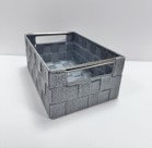 STAN PEARL GREY BASKET S WITH METAL HANDLES 25X17X10H. CM.