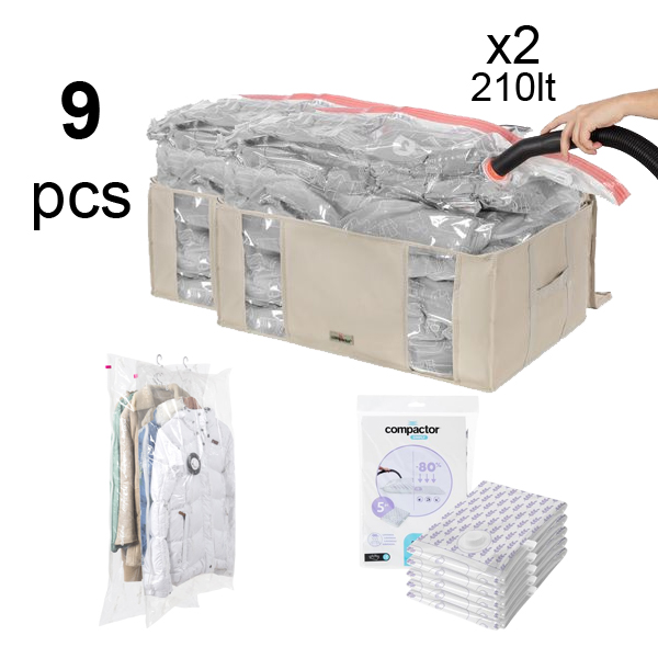 COMPACTOR SET 9 PCS DUNE + LAVENDER BAGS