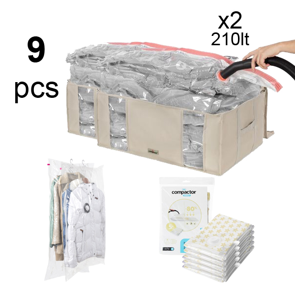 COMPACTOR SET 9 PCS DUNE +  VANILLE BAGS