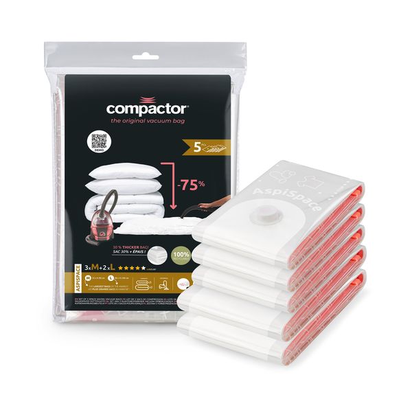 COMPACTOR SET 5 VACUUM COMPRESSION BAGS:  3 M+2 L 