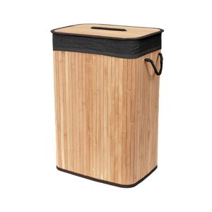 BAMBOO PORTABIANCHERA RETTANGOLARE NATURALE CON CANVAS NERO XXL