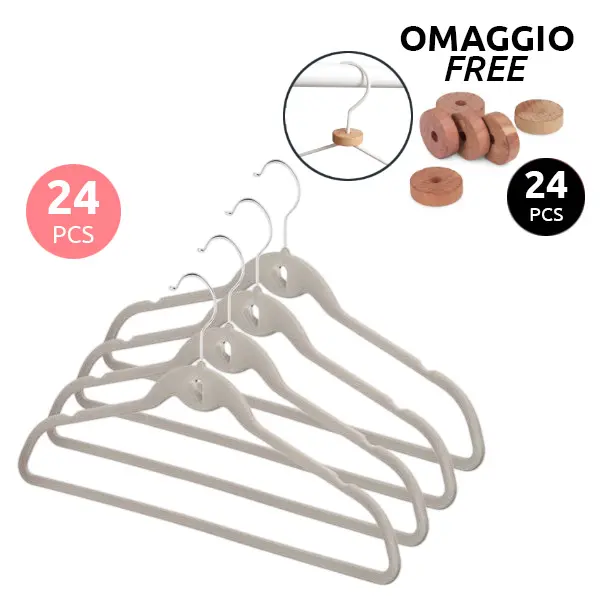 VELVET SET 24 GRUCCE ANTISCIVOLO CON BARRA + 24 ANELLI IN CEDRO IN OMAGGIO