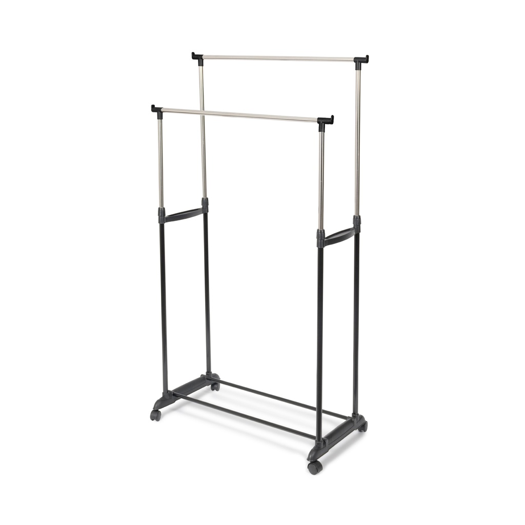 DOUBLE BLACK CLOTHES RAIL WITH WHEELS