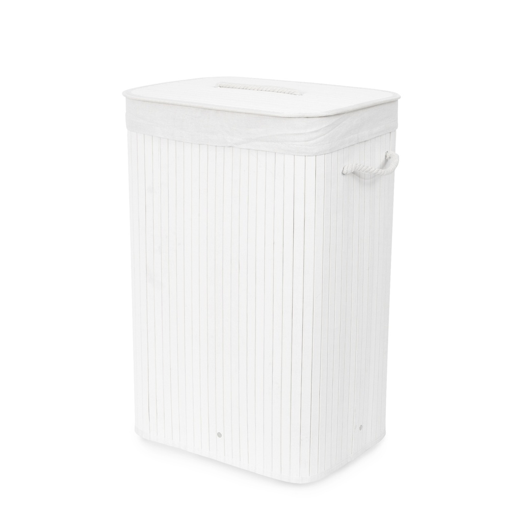 BAMBOO WHITE RECT. FOLDABLE LAUNDRY BASKET