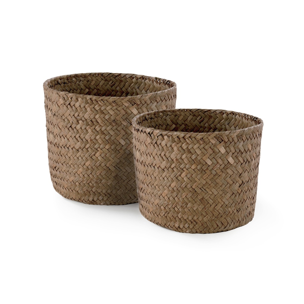 MIKA SET 2 CARAMEL ROUND BASKETS 16*12 / 14*11 CM