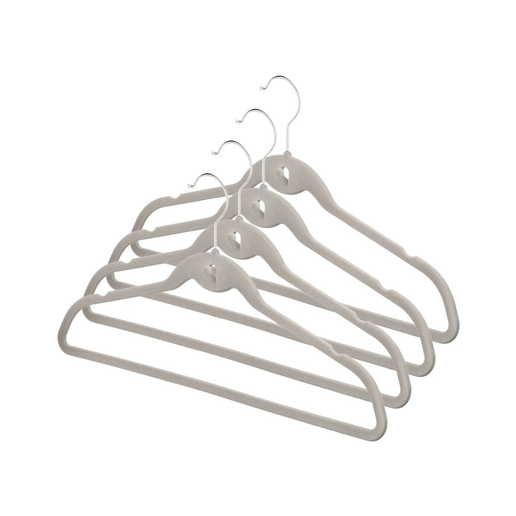 VELVET - SET 4 VELVET HANGERS WITH BAR AND SAVE SPACE HOOK
