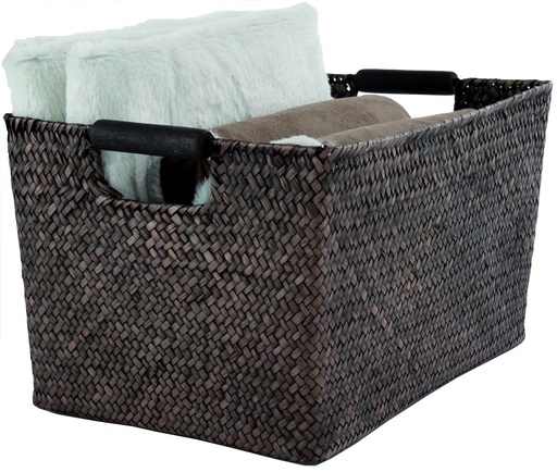 [RAN6523] SAMPAN CESTO IN GIUNCO FUME' 36x20xH.26 CM 