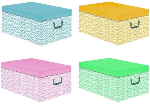[RAN7885] COLOR - CARDBOARD BOX - 50 X 40 X H.25 CM -  ASSOR