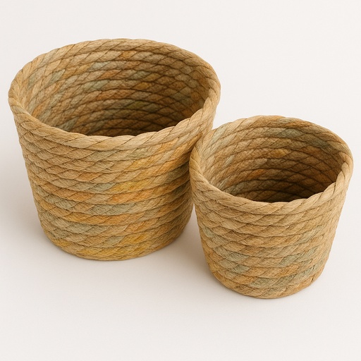 [RAN11875] KOH SET 2 ROUND SEAGRASS BASKETS  16*12 /14*11 CM.