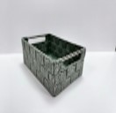 [RAN11898] STAN SAGE GREEN BASKET S WITH METAL HANDLES 25X17X10H.CM.