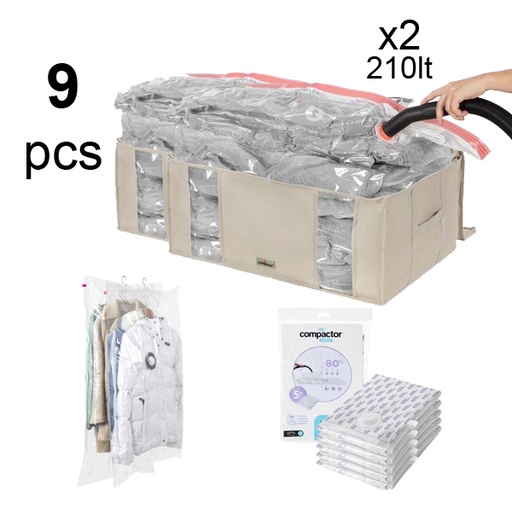 [RAN11952] COMPACTOR SET 9 PCS DUNE + LAVENDER BAGS
