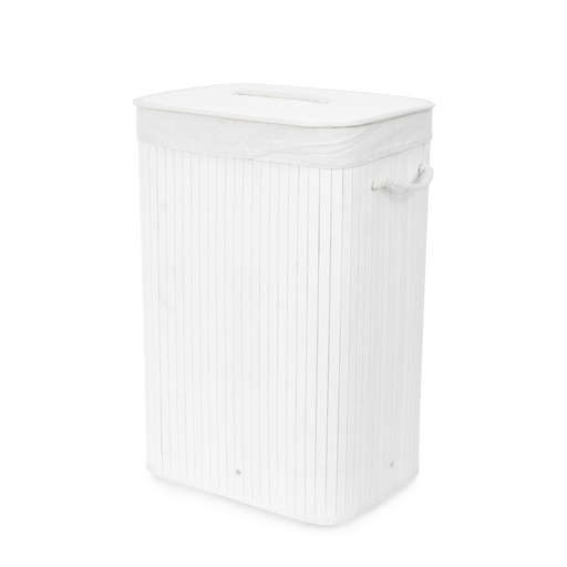 [RAN9108] BAMBOO WHITE RECT. FOLDABLE LAUNDRY BASKET