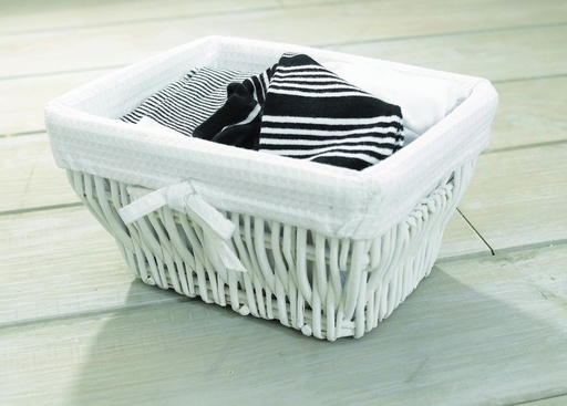 [RAN4411] TOLEDO CESTINO RETT.BIANCO 23X18XH.14 CM