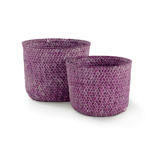 [RAN6537] MIKA SET 2 FUKSIA ROUND BASKETS 16*12 / 14*11 CM