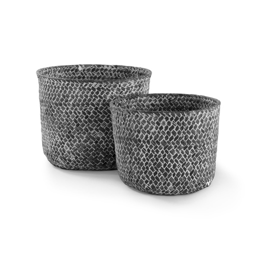 [RAN8266] MIKA SET 2 DARK GREY ROUND BASKETS 16*12 / 14*11 CM